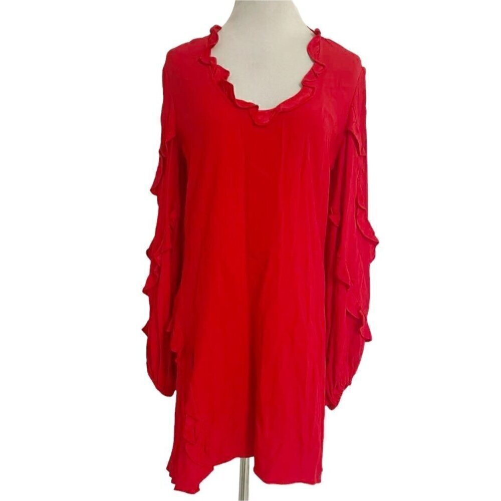 Alexis Size Small Top Blouse Tunic Red Long Sleeve